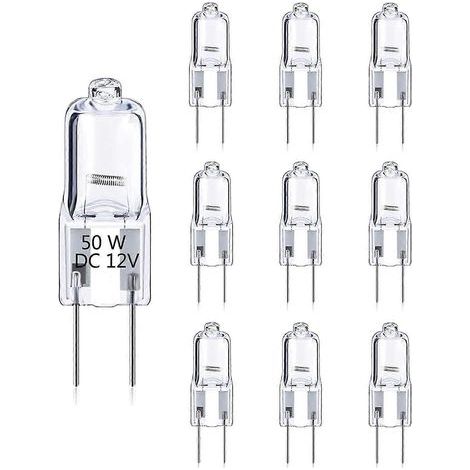 10er-pack G6,35 50 W Halogenlampe, Dc 12 V, Dimmbar, Warmweiß 2700 K, 2-polig, Klare Kapselbirne, Für Kronleuchter Oder Büro.