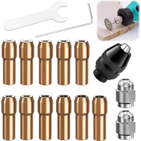16-teiliges Spannfutter Kompatibel Mit Dremel, Zubehör Für Drehwerkzeuge, 0,5 Mm Bis 3,2 Mm Ersatz 4485, 4486 Messing-spannzangenmutter Aus Metall, Präzisions-messingfutter