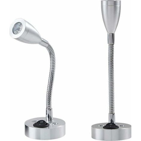 2 Stück 12 V Led-strahler, Nachttisch-wand-leselicht, Verstellbarer Schalter, Wohnmobil, Wohnwagen, Van, Wohnwagen, Innenbeleuchtung Für Boot, Wohnmobil (silber, Lang) – Liaiki
