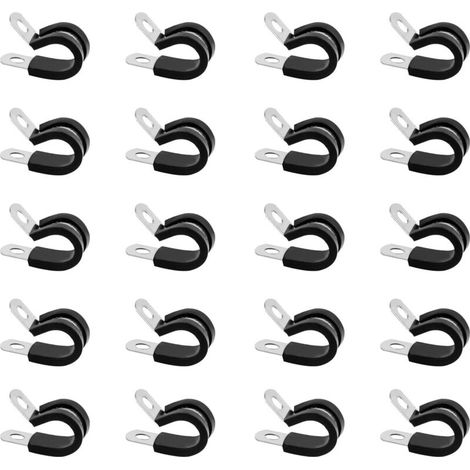 20 Stück P-klemme, 8 Mm Rohrklemme Mit Gummieinsatz, Metall-schraubklemme P-clips (8 Mm)