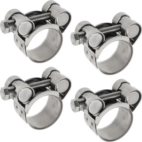 4 Stück Universal-t-bolzen-schlauchschellen, Zapfen-schlauchschelle, Edelstahl-auspuffschelle, Klemmbereich 23–25 Mm (silber)