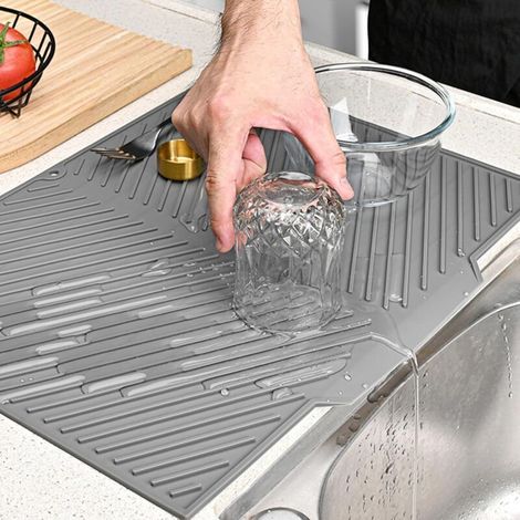 Abtropfgestell Aus Silikon 40 X 30 Cm Mit Abtropffläche, Geneigter Oberfläche Und Rillenstruktur Für Optimalen Wasserablauf, Bpa-frei.