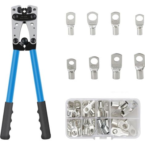 Batterieklemmen-crimpzange, Manuelle Elektrikerzange Zum Crimpen Von 6–50 Mm² (awg 8–1/0) Kabeln (hx50b Crimpzange + 60 Anschlüsse)