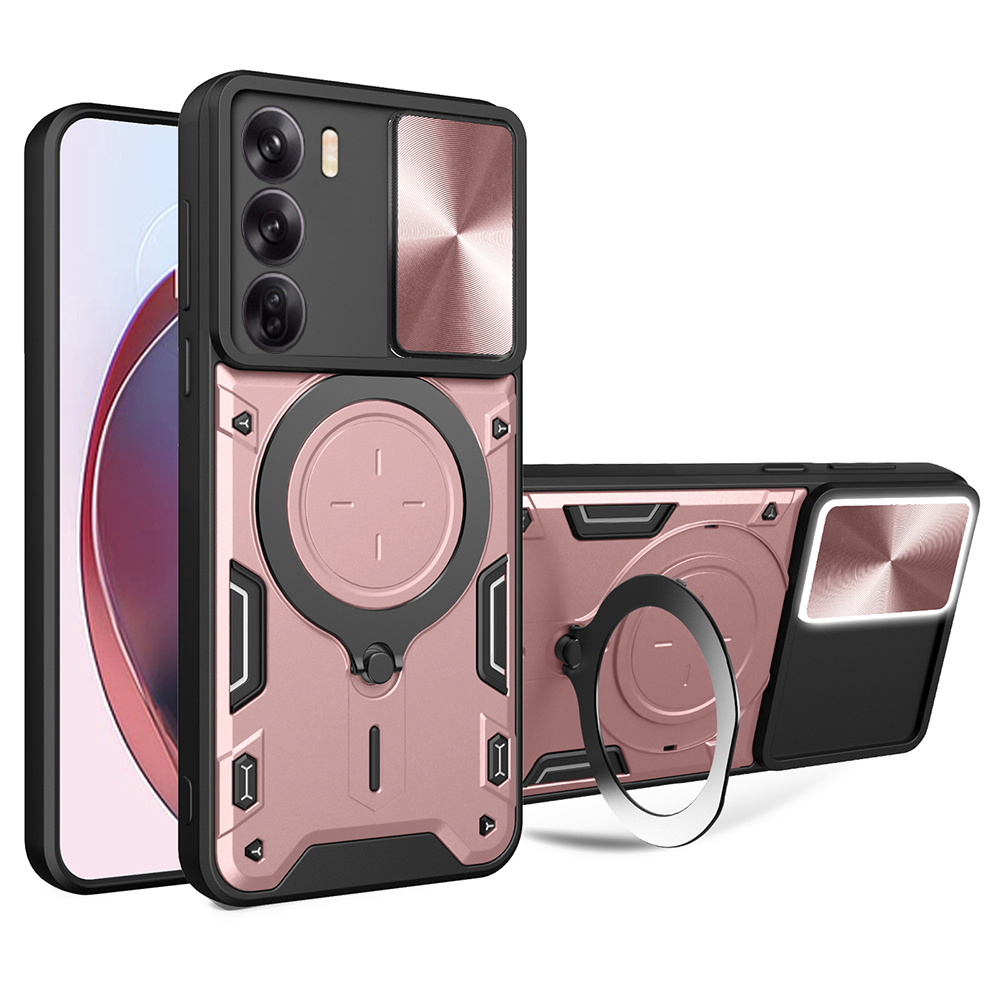 Schutzhülle Für Oppo Reno12, Camguard Pro, Magnetische Rückseite, Ständer – Roségold