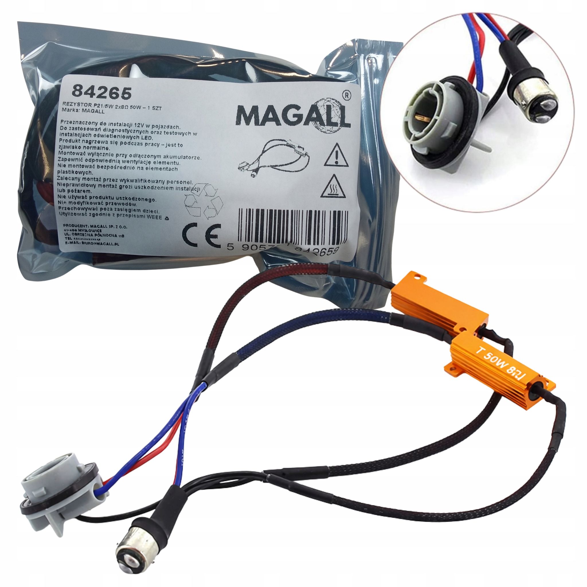 Canbus-widerstand P21/5w Bay15d (1157) 12v - Plug&play Led-magnetkugel-adapter