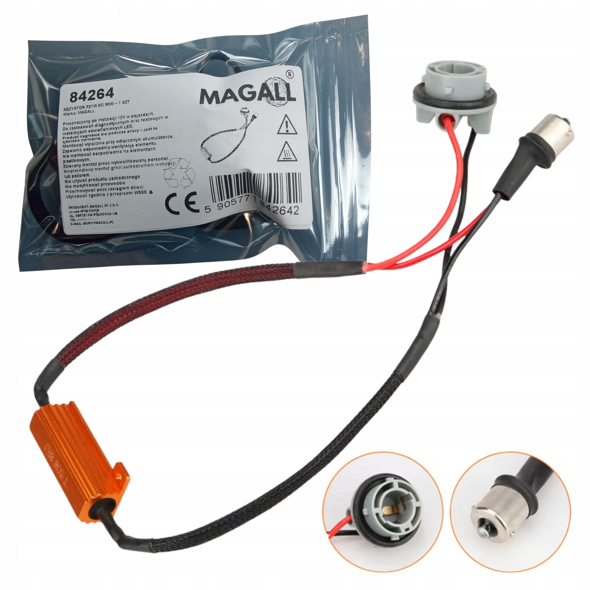 Canbus-widerstand P21w Ba15s (1156) 8 Ohm 50 W 12 V - Led-magnetadapter