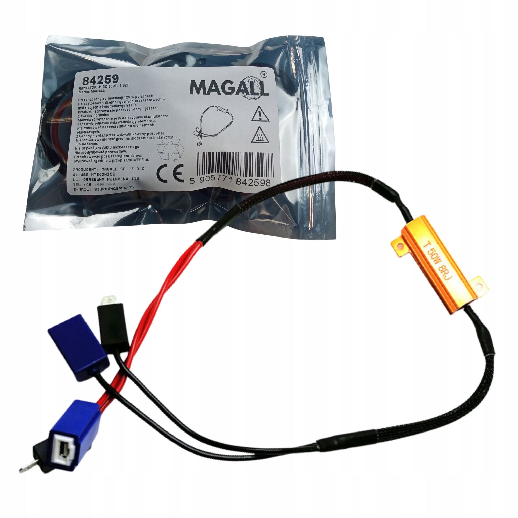 Canbus-widerstand H1 8 Ohm 50 W 12 V - Plug&play Led-magnetkugeladapter