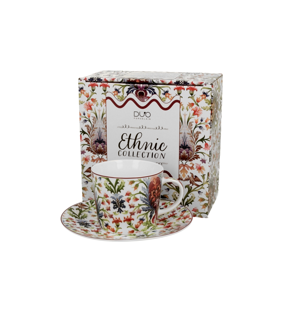 Porzellantasse Mit Untertasse, 240 Ml – Marbella Exotic Flowers
