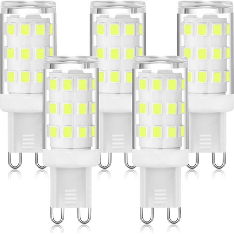 G9-led-lampe, 6000 K, Kaltweiß, 5 W, Bi-pin-g9-sockel-led, Energiesparende G9-glühbirnen Für Kronleuchter, Kein Flackern, Nicht Dimmbar, 5 Packungen.
