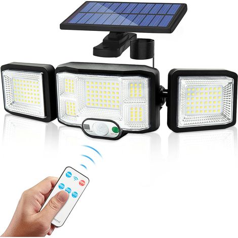 Galozzoit – Solar-wandleuchte Für Den Außenbereich, 3 Köpfe – 192 Leds 1800 Lm – Ip65 Wasserdichter Bewegungsmelder – Beleuchtungswinkel 270° – Beleuchtungsfläche 30 M²