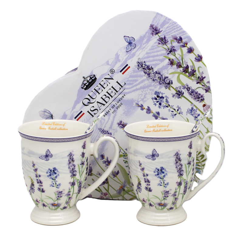 Großes Porzellantassen-set (300 Ml) Als Geschenk In Einer Box, Lavendel-kollektion