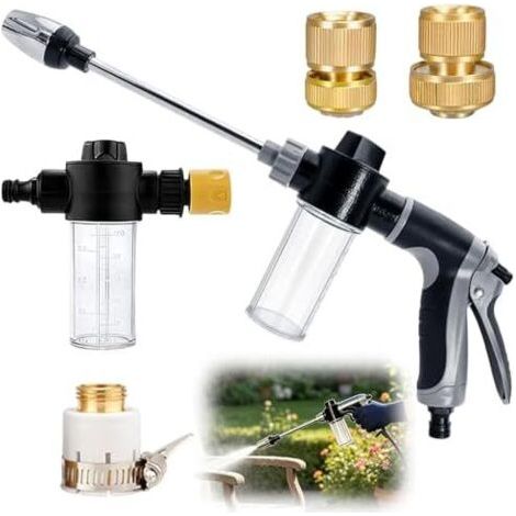 Hochdruck-power-jet-pistole Für Gartenschlauch, Robuster Metallreiniger Mit 360° Verstellbarer Drehdüse, Zum Waschen Von Auto, Terrasse, Boden Und Pflanzen –
