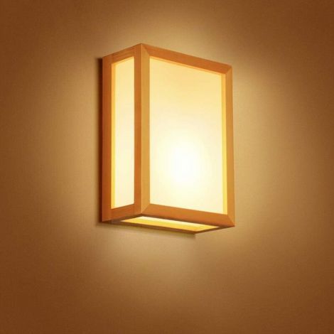 Japanische Kreative Doppelkopf-wandlampe Aus Massivem Holz, Nachttischlampe Für Schlafzimmer, Wohnzimmer, Flur, Arbeitszimmer, Wandlaterne, Einfacher Moderner Strahler, Wandlampe E