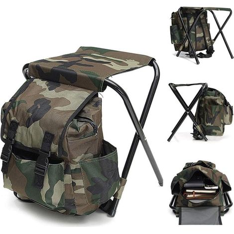 Klappbarer Angelhocker, Campingstuhl Mit Wasserdichtem Rucksack, Tragbarer Rucksack Mit Sitz, 100 Kg Maximale Belastung Für Wandern, Angeln, Picknick, Reisen