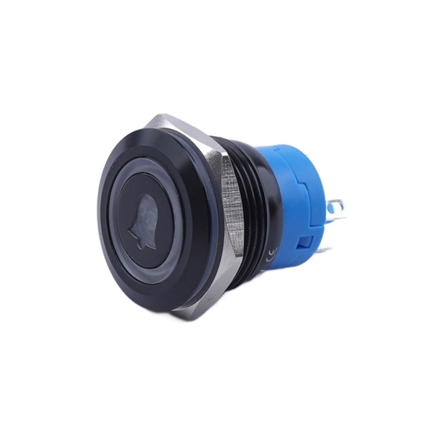 Klingelknopf 19x27mm Blaue Led Monostabil Schwarz Vandalensicher 250v 2a