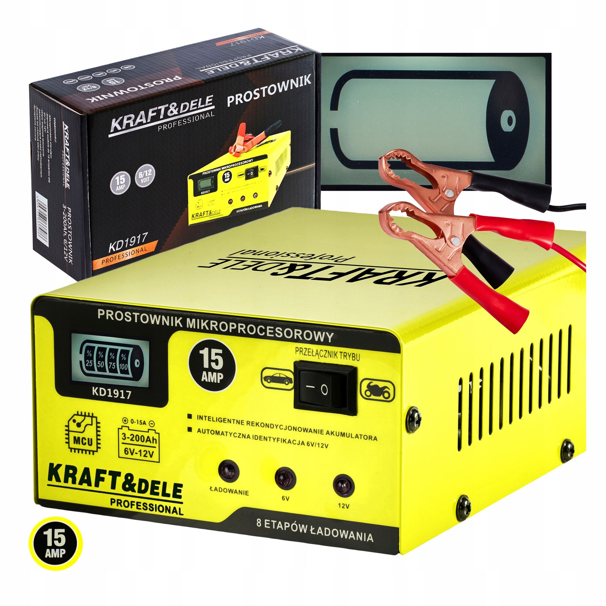 Mikroprozessorgesteuerter Gleichrichter, 15 A, 6/12 V Batterieladegerät, Zuverlässig