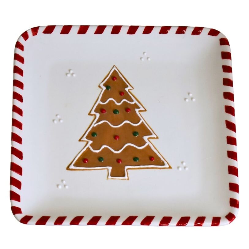 Handbemalter Weihnachtsteller Aus Keramik, 22 X 22 X 2,5 Cm