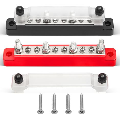Sammelschiene 150 A 12 V, 4 X 1/4 Zoll (m6) 6 X 8 (m4) Bolzen, Stromverteilungs-klemmenblock, 48 V Dc, Auto, Boot, Marine, Solarsystem, Schwarz, Rot