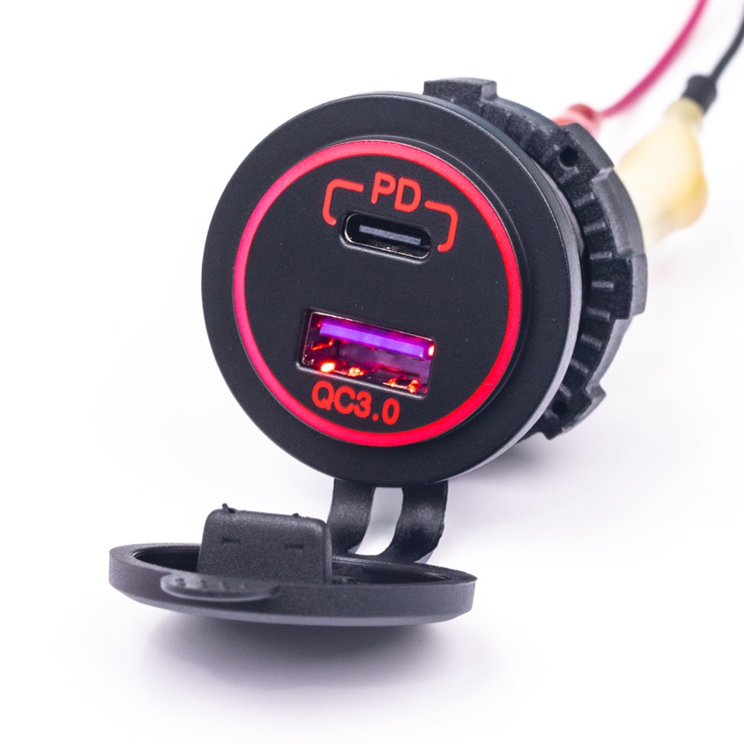 Usb-c+a Qc 3.0 Pd-ladegerät Rot 36w Für Integriertes Schnellladen