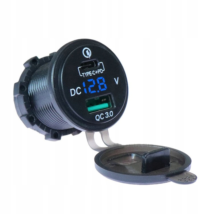 Usb-c Qc 3.0 Pd Ladegerät Voltmeter Blau 36w Für Integriertes Schnellladen