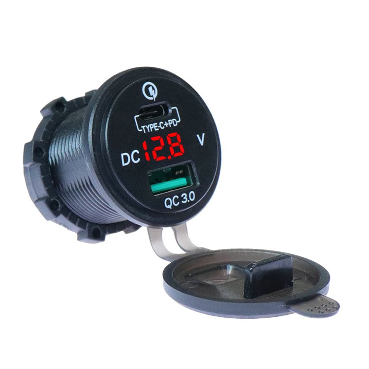 Usb-c Qc 3.0 Pd Ladegerät Voltmeter Rot 36w Für Integriertes Schnellladen