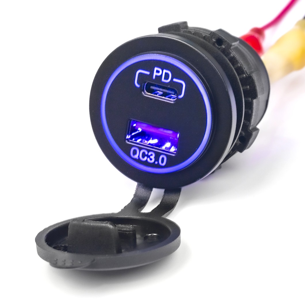 Usb-c+a Qc 3.0 Pd-ladegerät Blau 36w Für Integriertes Schnellladen
