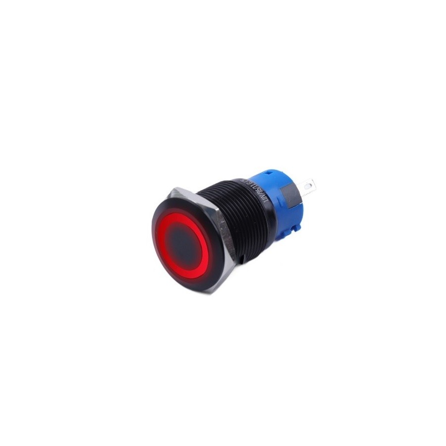 Bistabiler Drucktaster, Schwarz, Vandalensicher, 250 V, 5 A, 19 X 38 Mm, Rot