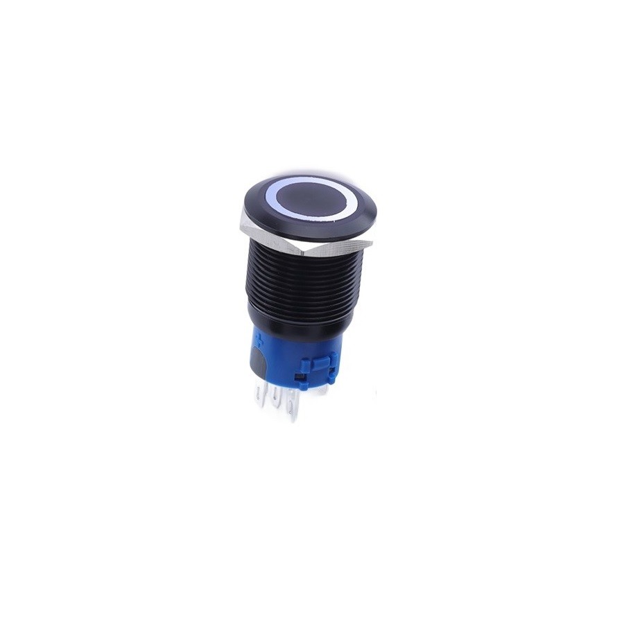 Schwarzer, Vandalensicherer Bistabiler Taster, 250 V, 5 A, 19 X 38 Mm, Weiß