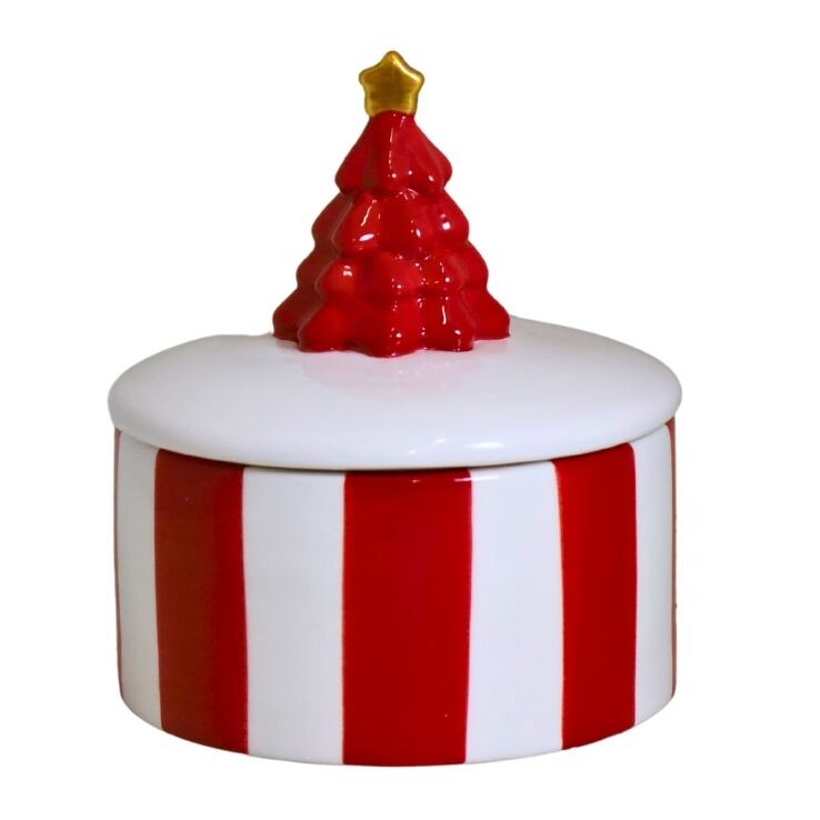 Keramik-keksdose Mit Weihnachtsbaumstreifen Und Zuckerstange
