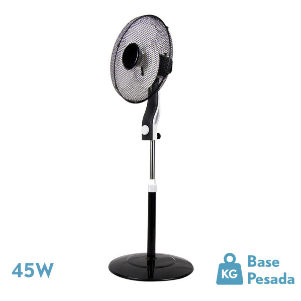 [generalüberholt] Ventilator De Foot Magic Schwarz/weiß 3 Geschwindigkeiten 45w 3 Flügel Schwenkbar Fest Und Drehbar Regx41x41 Cm