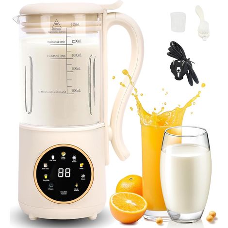 Tonysa Gemüsemilchmaschine, Gemüsemilch, Automatische Nussmilchmaschine 1400 Ml, Hausgemachte Gemüsemilchmaschine, Enthält Keine Laktose, Hafer, Soja, Nüsse, Früchte