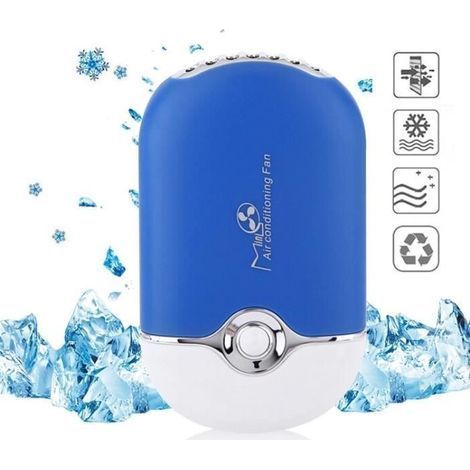 Honornic – Mini Tragbarer Blauer Elektrischer Ventilator, Wiederaufladbare Usb-klimaanlage/kühlschrank, Taschenformat