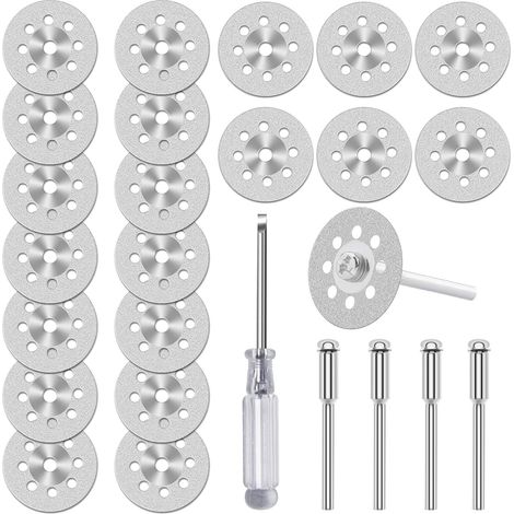 20 Stück Diamant-trennscheiben (22 Mm) Für Dremel-rotationswerkzeug, Mini-trennscheiben Mit Diamantbeschichtung, Mit 4 X 3 Mm Dornen Und Schraubendreher, Für Glas, Stein, Fliesen