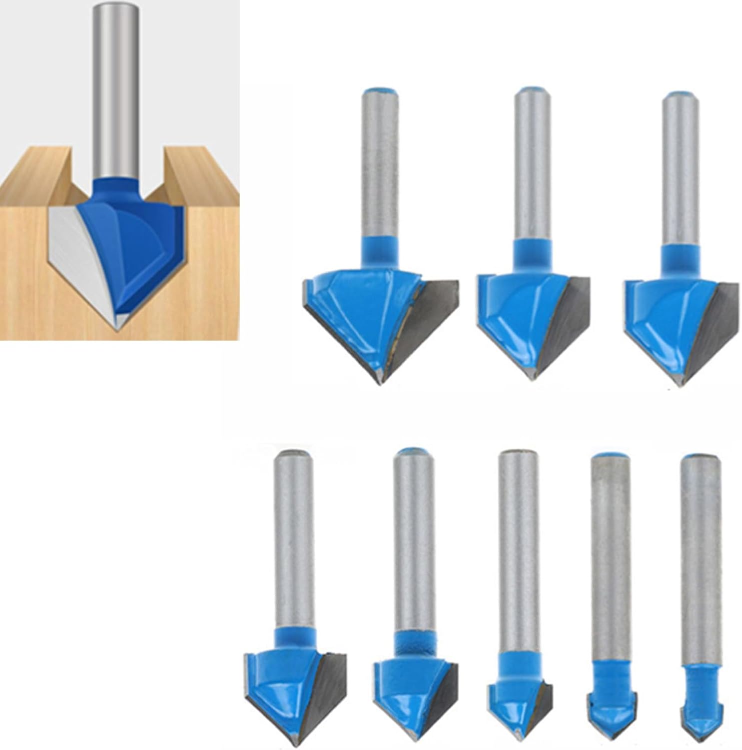Satz Von 90°-v-nutfräsern Aus Wolframkarbid