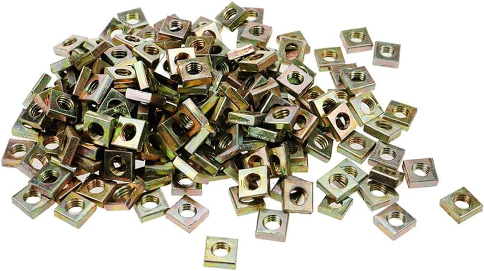 Packung Mit 100 M4 X 7 X 2 Mm Vierkantmuttern, Gewindemuttern Aus Kohlenstoffstahl, Maschinenbefestigungselemente, Verzinkt