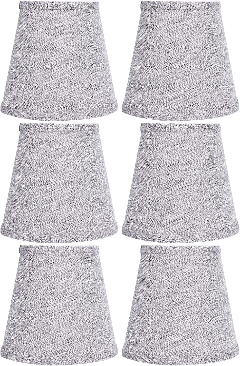 Stofflampenschirm, E14-lampenschirm, 6er-pack, Silbergrau, Gute Lichtdurchlässigkeit, Tischlampe, Deckenleuchte, Schlafzimmer, Hotel, Wohnzimmer
