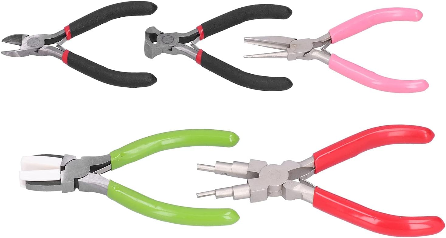 5-teiliges Schmuckzangen-set, Manuelles Crimpwerkzeug-set Aus Kohlenstoffstahl Mit Gummigriffen Und Doppelklingenfeder Zur Perlenherstellung