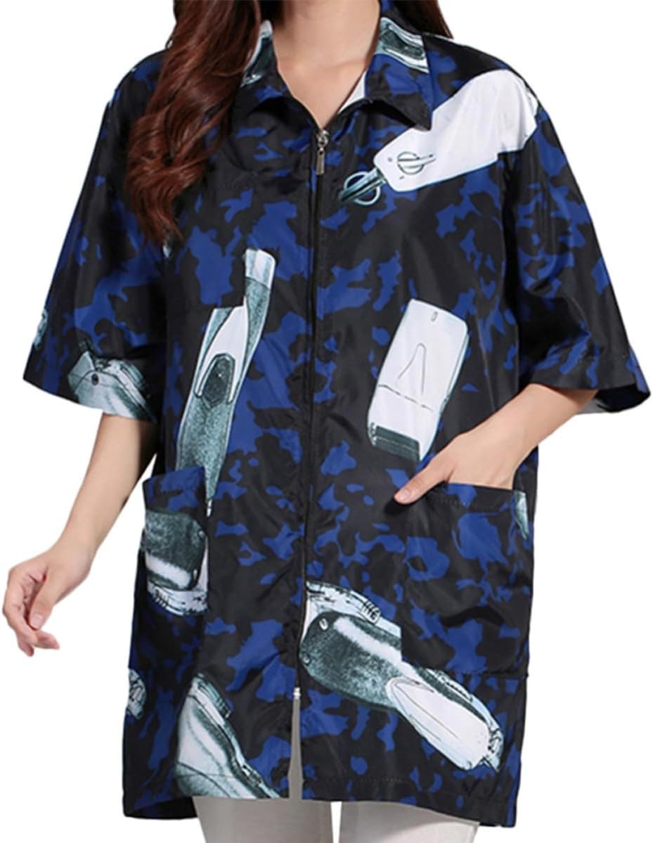 Friseurkittel Aus Blauem Stoff, Arbeitskleidung