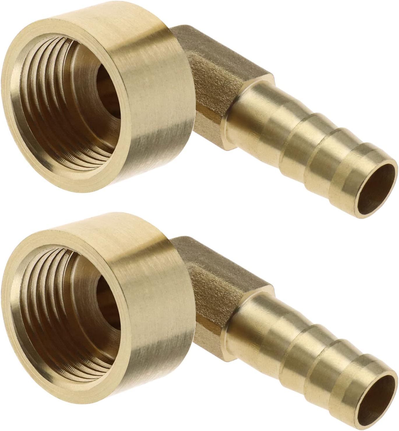 Set Aus 2 Messing-schlauchverschraubungen 8 Mm 90° Mit Widerhaken Auf G1/2 Innengewinde - Schlauchadapter Für Luft-, Gas-, Wasser- Und Kraftstoffschläuche