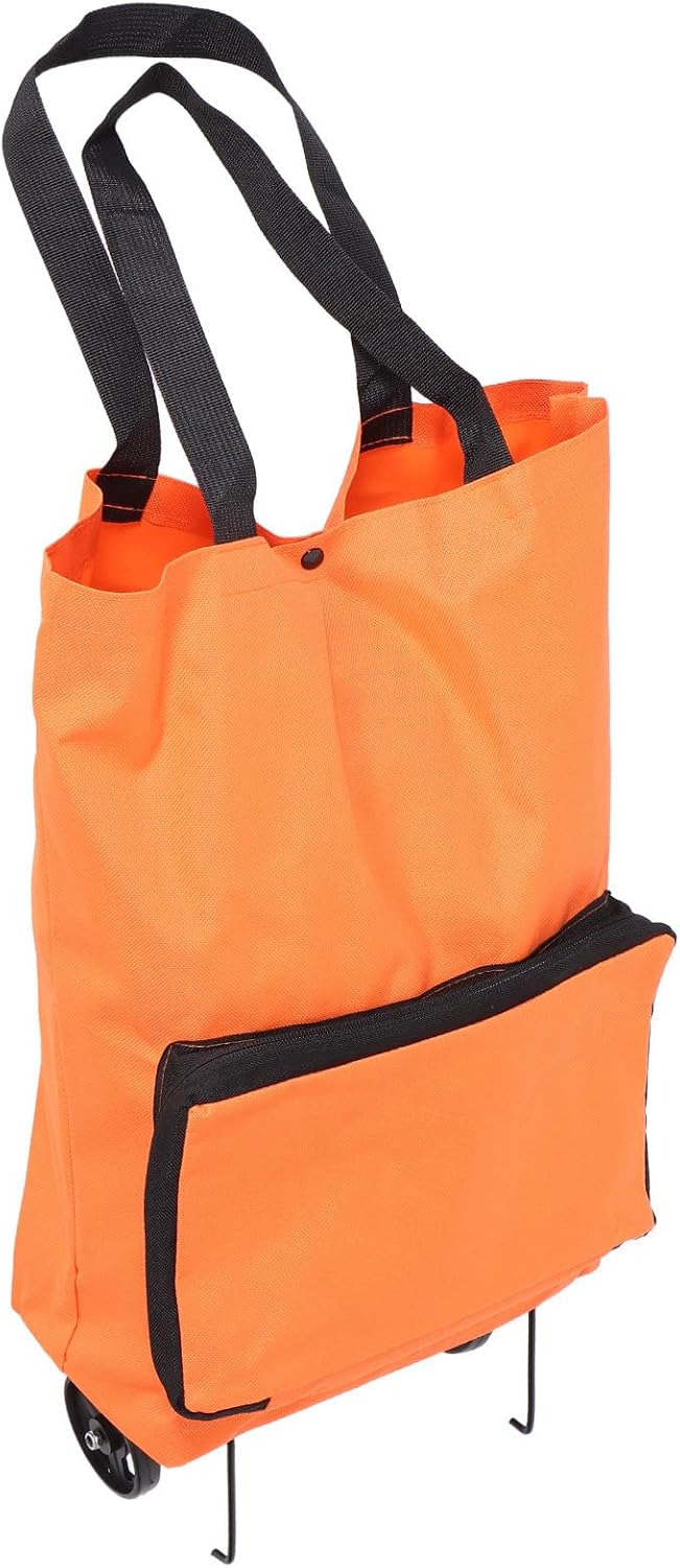 Faltbarer Einkaufswagen, Einkaufswagen Auf Rädern, Pvc Und Oxford-gewebe, Tragbar, Geräumiger Innenraum, Orange, Für Reisen Und Warentransport