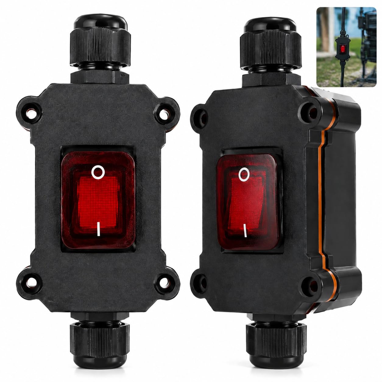 2-teiliger Ip20-zugschalter, Ein/aus Mit Roter Led-anzeige, 220-v-dpst-wippschalter Für Außenanwendungen, Heimwerkerprojekte Und Elektrische Geräte