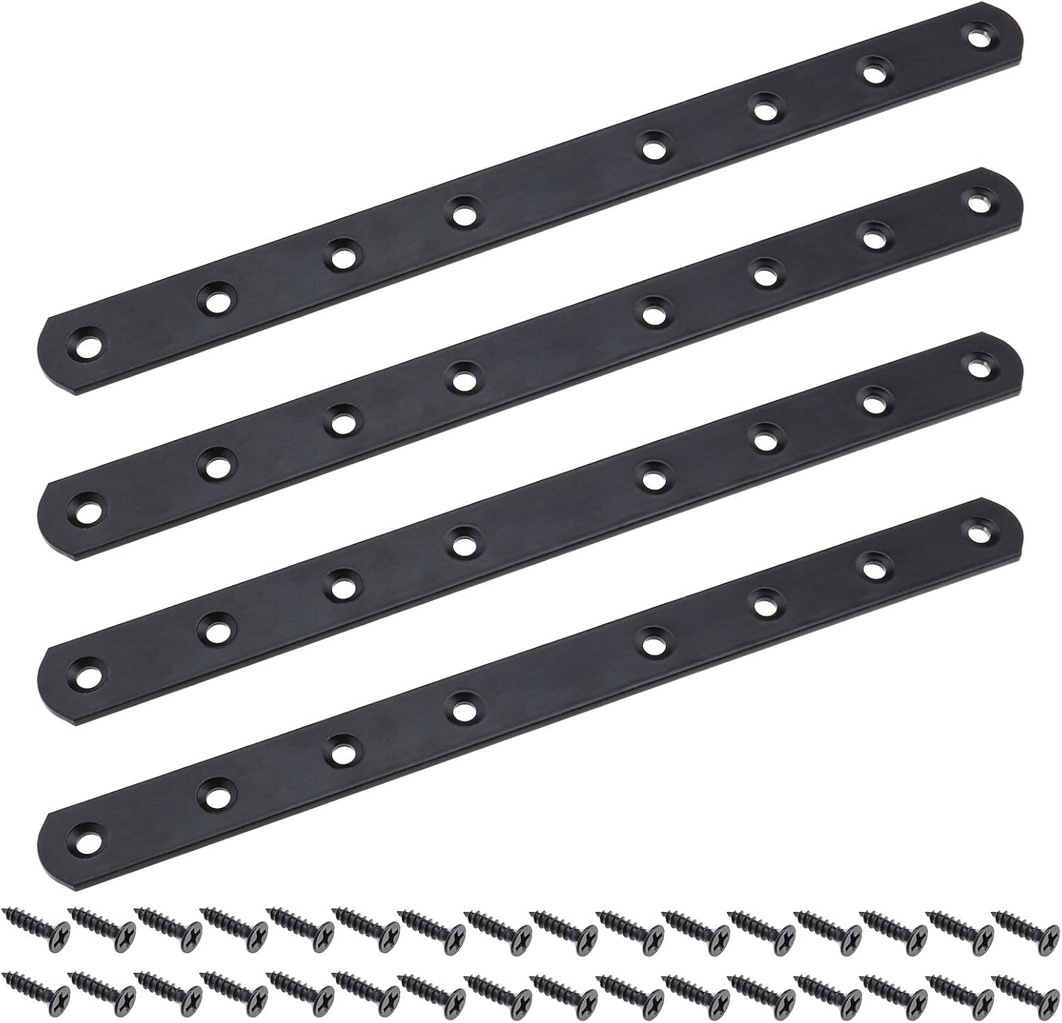 4 Flachwinkel Mit 32 Schrauben, Metallbefestigung, Flachstützen, Verbindungsstücke Für Die Reparatur Von Holzmöbeln, Regalen Und Tischen, Schwarz