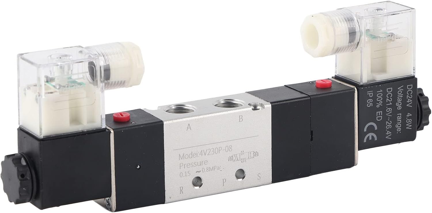 24v Dc 5/3-wege-pneumatik-magnetventil, 0,15 Bis 0,8 Mpa Hochdruck, 1/4" Bsp-gewinde, Zur Steuerung Von Doppeltwirkenden Zylindern
