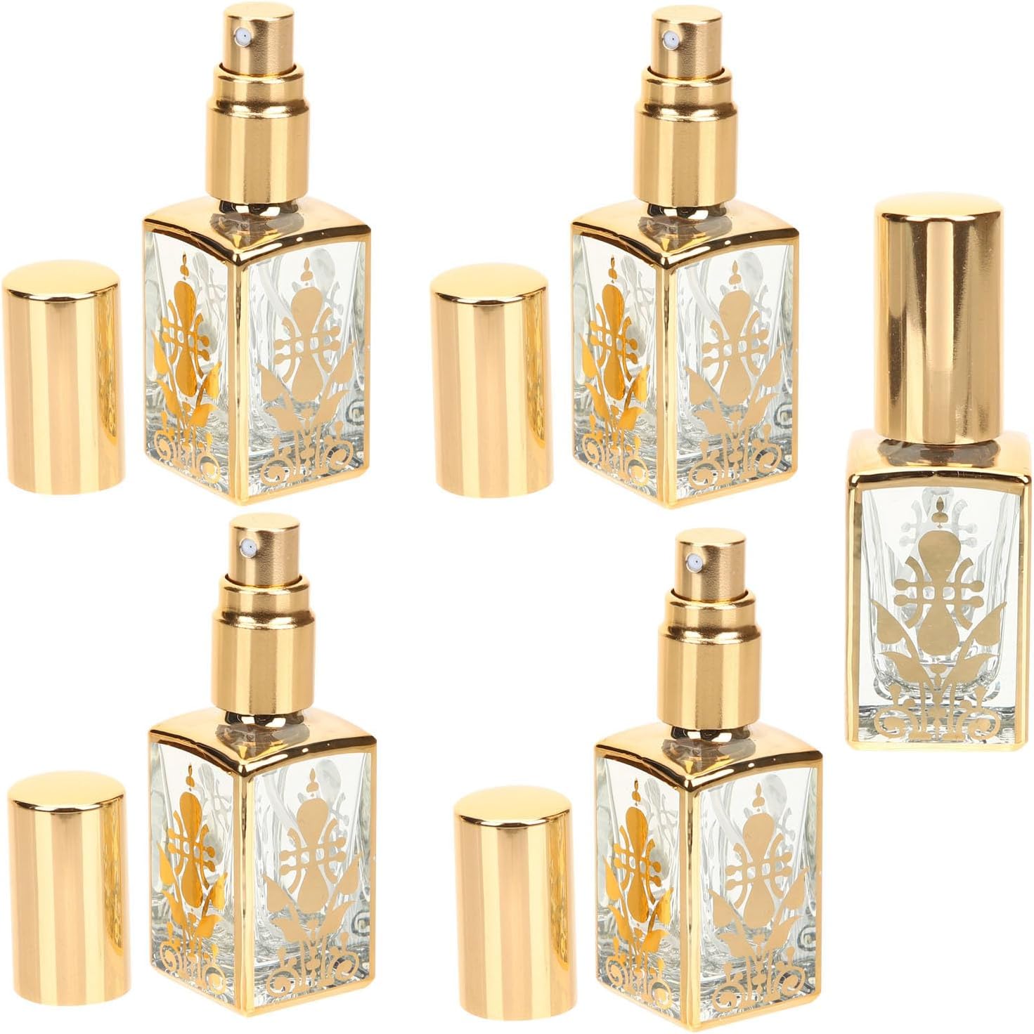 Nachfüllbare 10-ml-glasparfümflasche, 5 Stück, Vintage-gold