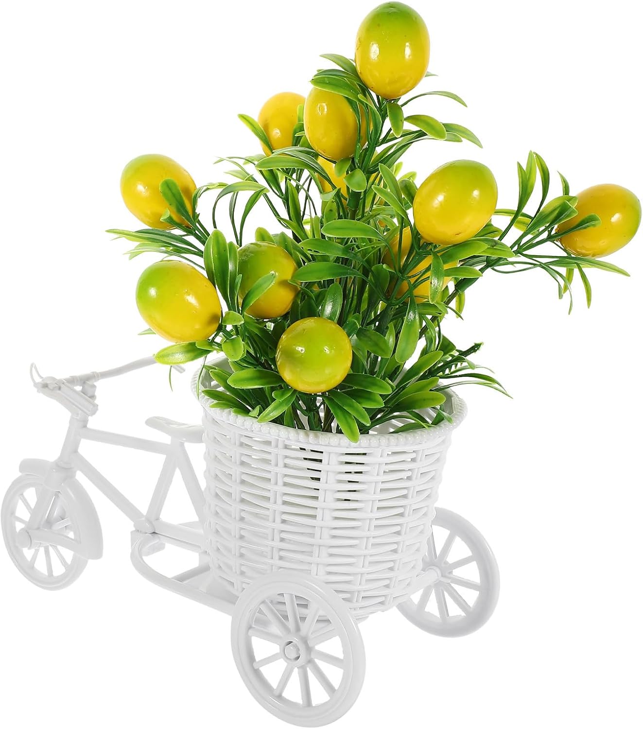 Künstliche Weiße Seidenblumen, Die Nicht Abfallen Oder Verblassen, Mit Dekorativem Dreiradkorb, Realistischer Stil Für Die Dekoration Von Zuhause Oder Büro.