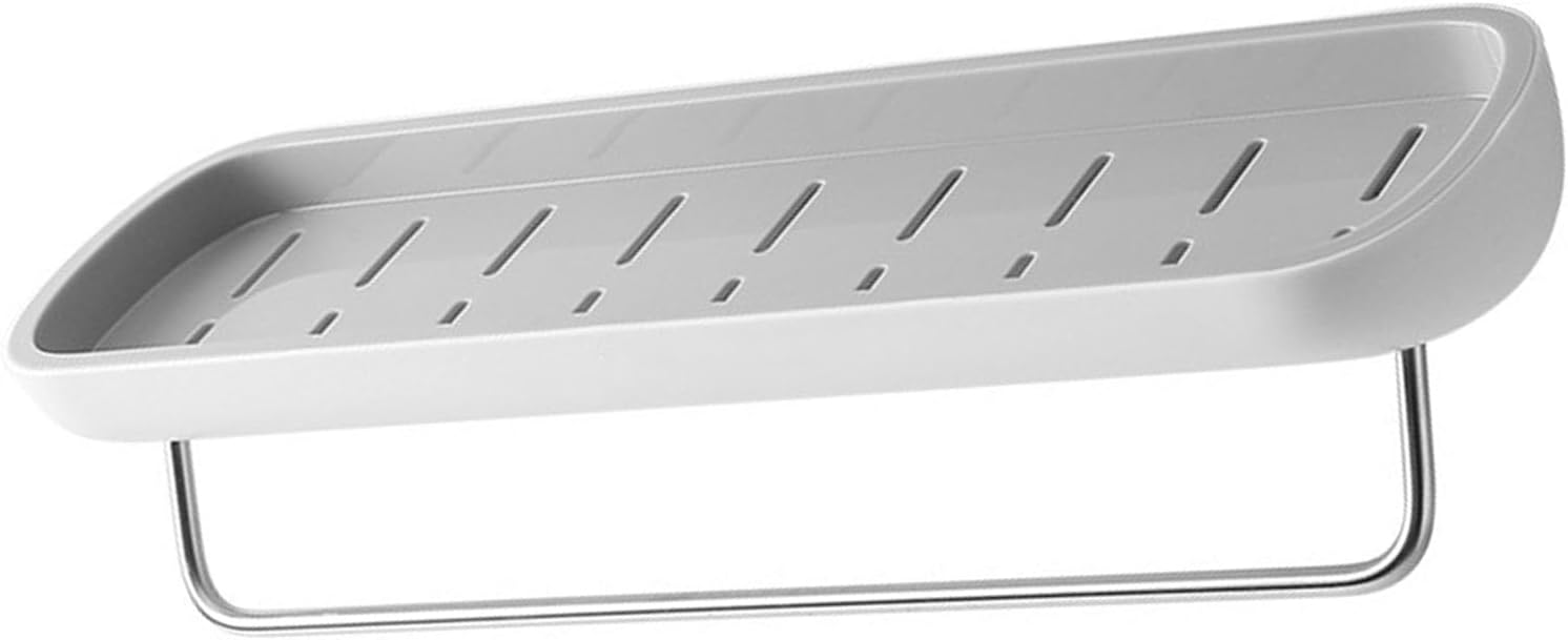 Wandmontiertes Duschregal, 42 X 12 Cm (16,5 X 4,7 Zoll) Großes Ablagefach Aus Abs-metall Für Bad, Küche Und Toilettenartikel, Selbstklebend Mit Abfluss, Ohne Bohren.