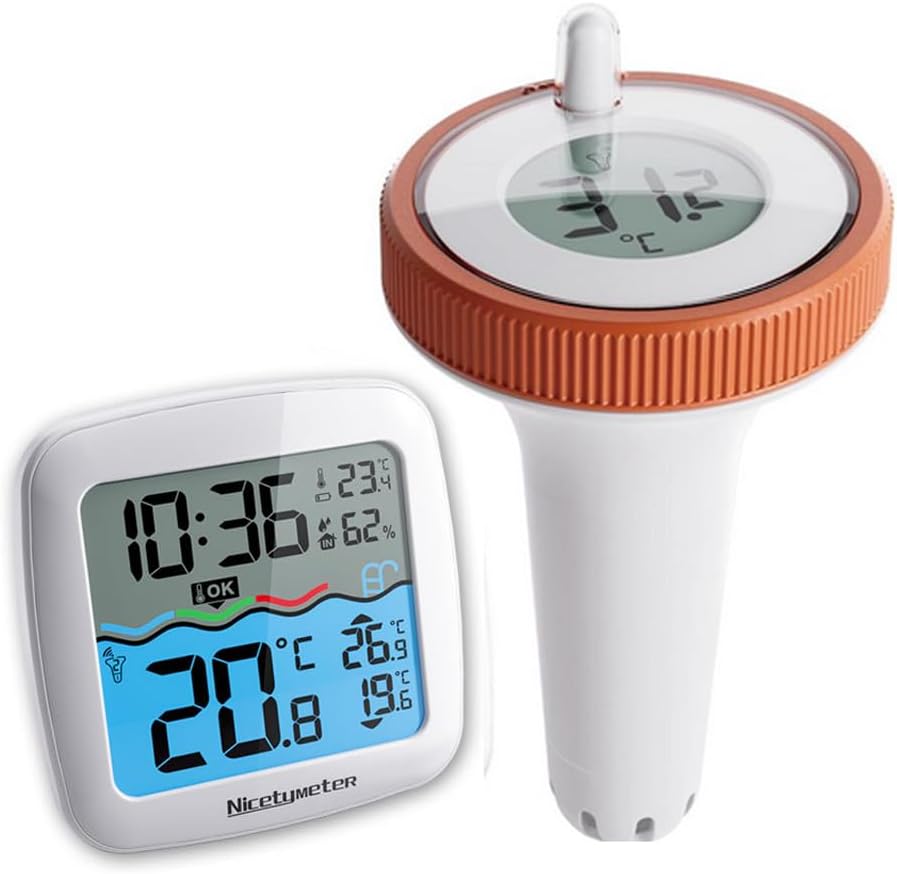 Kabelloses 3-kanal-digitalthermometer Mit Lcd-bildschirm Zur Messung Der Schwimmbadtemperatur In Pools, Thermalquellen Und Anderen Wasserumgebungen – Kunststoff