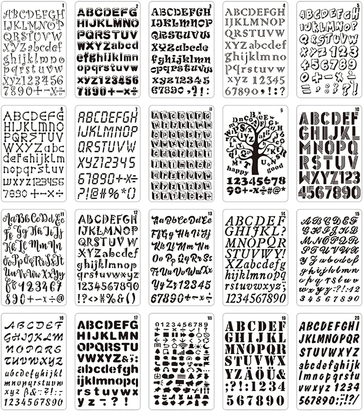 20 Pet-schablonen Mit Buchstaben- Und Zahlenvorlagen