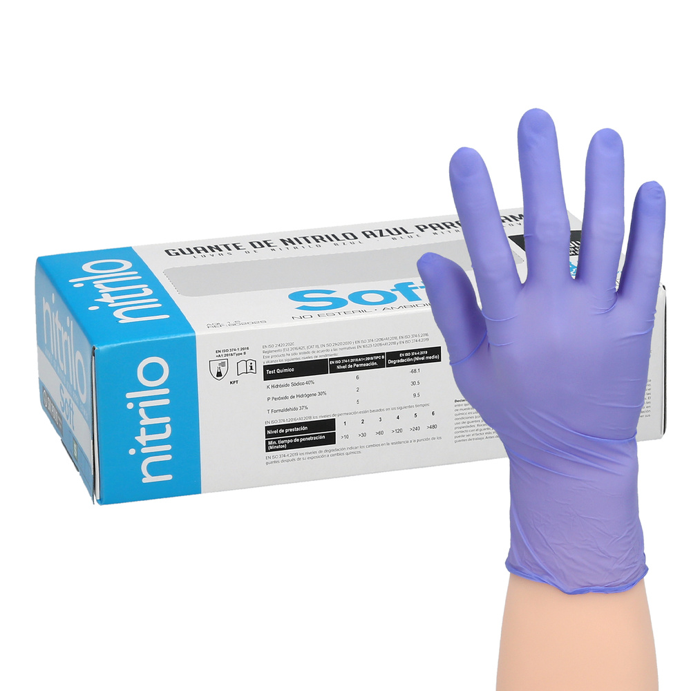 Einweg-nitril-handschuhe Blau L 3,5 Gms. Box 100 Einheiten.