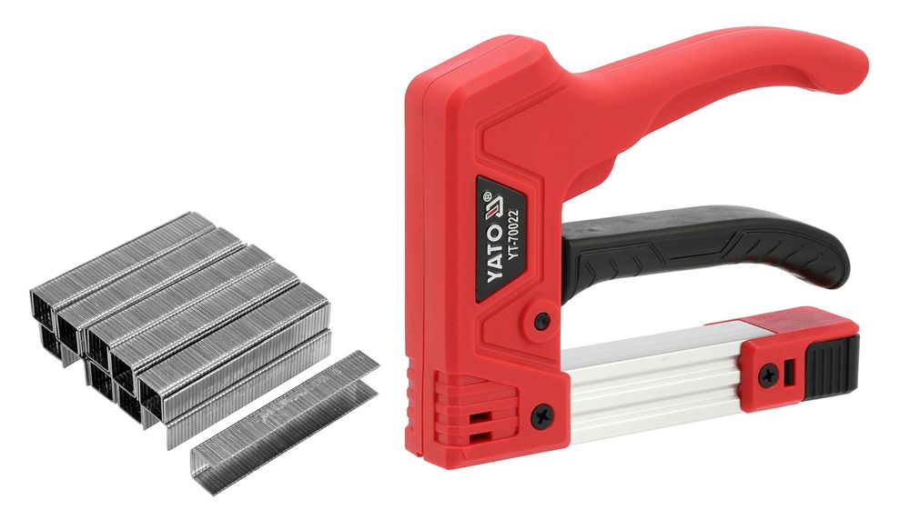 Yato Handtacker 3-in-1, Polstertacker Für Heftklammern Und Polsternägel 6–14 Mm, Aluminium-nylon-gehäuse, 350 G, Inklusive 1000 Heftklammern